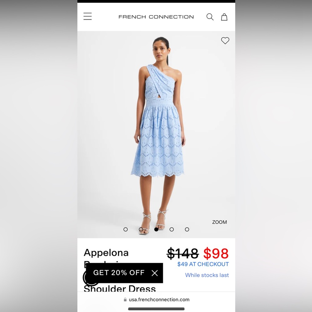 French Connection Blue One-Shoulder Dress